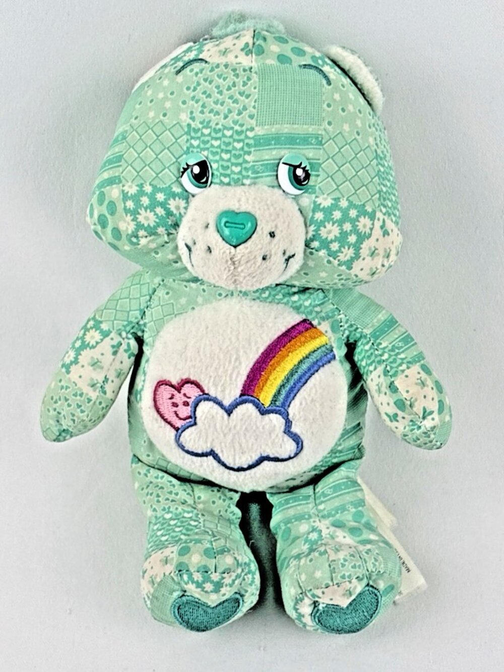 Care Bears Bashful Heart Bear Plush Rainbow Cloud Heart 8" Mint Green 2005